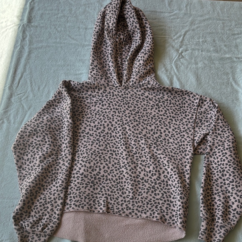Abercrombie & Fitch Taupe Leopard Print Hooded Pullover